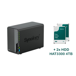 NAS Synology DS224+ +2xHAT3300-4T, 2x Gb LAN