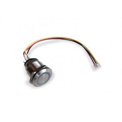 Stainless steel button IP65, 19mm round, White LED (3.3v), 180cm X-talk 3p cable